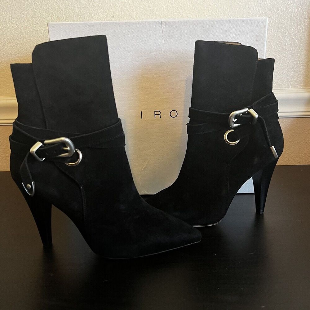 IRO Grandos Boots Black Womens Size Eu 40 / US 8.5 - 9 New Western Buckle‎ $640
